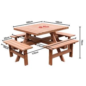 ชุดโต๊ะเก้าอี้ปิกนิกไม้สำหรับสวนกลางแจ้ง 8 ที่นั่ง รุ่นใหม่ล่าสุด - Product Image 2