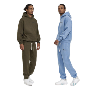 Conjunto Deportivo Informal Unisex de Dos Piezas, Chaqueta con Cremallera Completa, Ropa Deportiva de Invierno, Transpirable, Reflectante, Estampado, 100% Algodón - Product Image 1