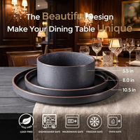 Service de table en céramique durable EKA, assiettes et bols à glaçure réactive, motifs variés, passe au lave-vaisselle, vaisselle en grès, service de table Luminarc