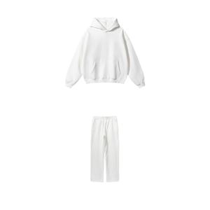 TKAN145D personalizado en blanco Logo moda casual sudaderas con capucha de lana y pantalones de chándal para adolescentes trajes deportivos para hombres - Product Image 2