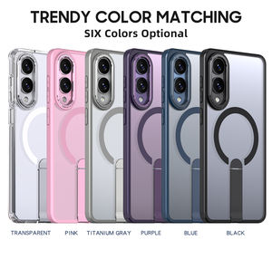 Étui de téléphone magnétique en métal pour Galaxy <span class=keywords><strong>S22</strong></span> / S23 / S24 / S25 Series, coque de protection semi-transparente avec support - Product Image 6