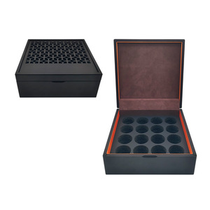 Caja de Té Magnética con Tapa Abatible de Madera de Nogal Hecha a Medida, Rectangular, Artesanal, para Regalo - Product Image 1