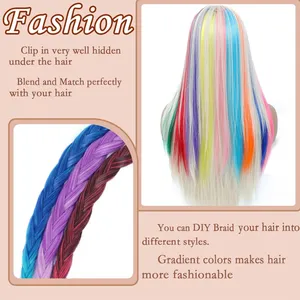 Extensiones de Cabello con Clip VEYDA de Colores para Fiestas, para Niñas, 22 Pulgadas, Colores Omber, Cabello Liso, Sintético - Product Image 3