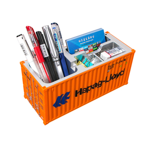 Plastic Gift Shipping Container Scale Model Custom Logo Desktop Organizer Business Gift Pen Holder Business Card Box