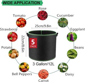 Sacs de culture en tissu non tissé personnalisés et économiques de 1, 3, 5, 7, 10, 15, 20, 30, 100 gallons pour légumes de jardin, réutilisables - Product Image 2