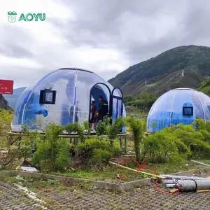 AOYU Panneau polycarbonate Vue à 360 degrés ronde Tente de glamping Resort Hôtel de luxe dôme géodésique tente maison