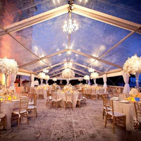 Tente de réception transparente à toit clair, structure en A, grande tente pour mariage, fête, événement, salon professionnel, exposition, logo personnalisable