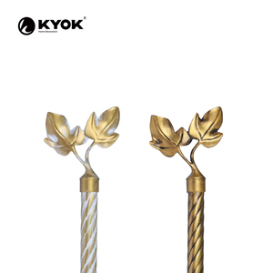 KYOK Antique Bronze <b>Curtain</b> Poles <b>with</b> Leaf Finials Traditional Design 0.75-0.99 Inch Diameter - Product Image 2