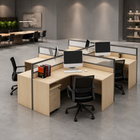 Bureaux de travail en bois naturel OEM, bureaux d'ordinateur, chaises et cloisons pour le personnel de bureau, postes de travail cloisonnés pour deux personnes