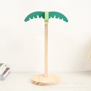 Estante de madera para plátanos, color madera natural, con hojas artificiales, para almacenamiento de frutas en la cocina, decoración del hogar. - Product Image 4