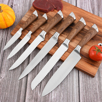 Couteau de chef professionnel avec logo personnalisé en gros 3CR13 ensemble de 6 couteaux de cuisine en acier inoxydable