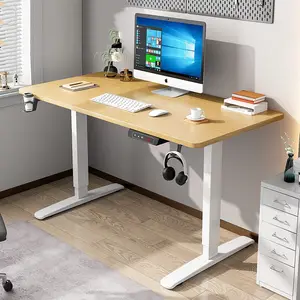 Panneau sur pied en MDF, bureau électrique en chêne réglable, bureau électronique sur pied intelligent pour ordinateur