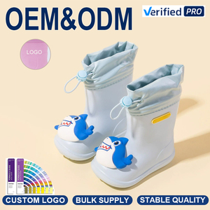 Botas de Lluvia Impermeables para Niños con Logotipo Personalizado, Puño Ajustable de Nailon, Lindas Botas de Jardinería para Niños de PVC EVA Antideslizantes - Product Image 1