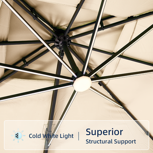 USA SHIPPING Huge 10*13FT Deck Garden Patio <strong>Parasol</strong> Aluminum Frame Pole Cantilever Umbrella <strong>with</strong> Led <strong>Light</strong> - Product Image 5