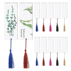 Blank Acrylic Bookmark Set Craft Clear Acrylic Blank Bookmark Mini Bookmark Tassel for DIY Projects and Present Tag