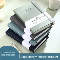 Agenda-planificateur en similicuir anglais-espagnol 2027, design élégant, reliure sans fil, journal de productivité, cadeau transfrontalier