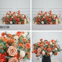 Centre de table floral artificiel vintage orange mélangé pour allée de mariage, réception, événement en plein air