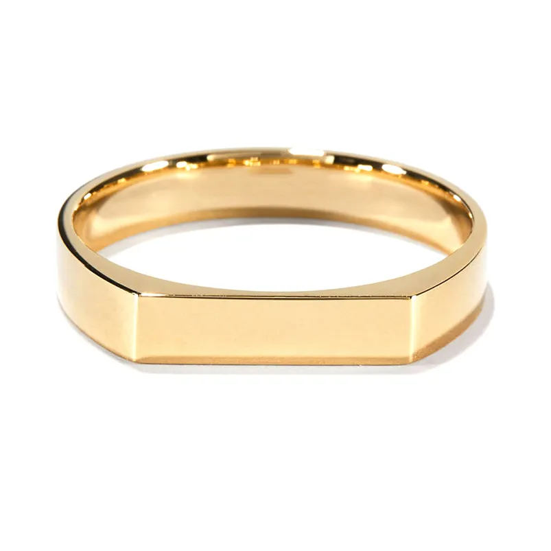 Gemnel fashion jewelry 925 argento 18 carati oro vermeil ultra sottile anelli con logo personalizzato con sigillo rettangolare