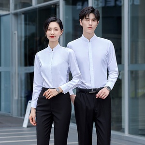 Logotipo bordado Estilo chino Trabajo profesional Departamento de ventas Mismo estilo <span class=keywords><strong>Camisa</strong></span> de cuello alto para hombres - Product Image 5