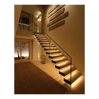 Escalier flottant gain de place, structure métallique invisible, escalier en bois, escalier en porte-à-faux droit