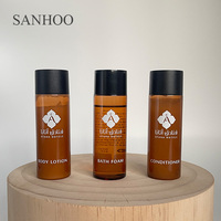 SANHOO 5 étoiles fournitures taille bouteille hôtel commodités ensemble de toilette personnalisé cheveux shampooing et revitalisant jetable