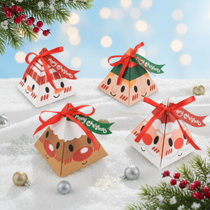 Petits emballages pour gâteaux de Noël avec fermeture magnétique, poignée, ruban, éponge, papier couché recyclable, pelliculage mat, pour aliments et sucre - Product Image 5