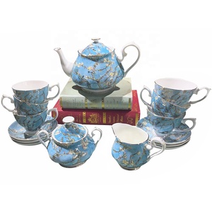 European Oil Painting Van Gogh Almond Blossom 15pcs Coffee and <b>Tea</b> <b>Set</b> Fine Bone China Cup & Saucer Creamer Sugar <b>Tea</b> Pot <b>Set</b> - Product Image 1