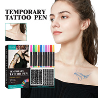 Kit de stylos à tatouage temporaire multicolores pour le visage, les bras et le corps, maquillage artistique DIY, marqueur de dessin, logo personnalisé, étiquette privée, vente en gros