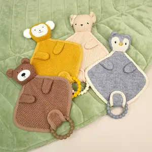 Nouvelle arrivée coton Lion couette doux jaune singe tête d'animal poupée mignon infantile utilisation voyage amical couverture de sécurité