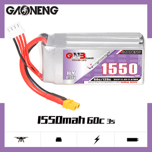 GAONENG GNB 1550MAH 11.4V HV 3S 60C 120C HV XT30 LiPo แบตเตอรี่ซอฟท์แพ็คระยะไกลฟรีสไตล์ FPV LiHV แรงดันไฟฟ้าสูง - Product Image 2