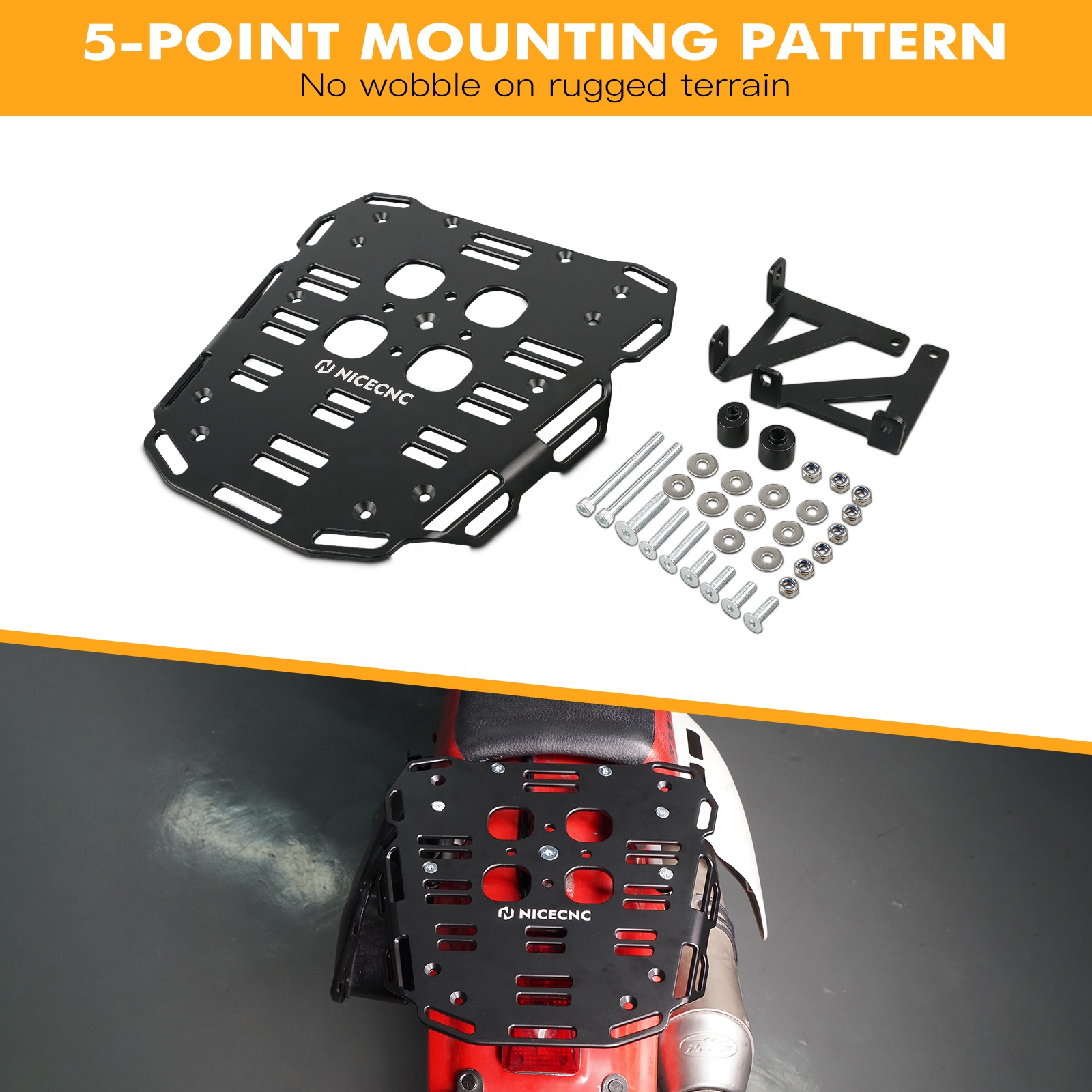 Nicecnc CNC Black 5052 Billet Aluminum Luggage Rack for Honda XR650L