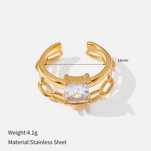 18K Gold Plated <b>Stainless</b> <b>Steel</b> Open <b>Ring</b> Set Geometric Heart Stacking Bands for Women Party Gift - Product Image 6