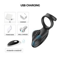 Anneau vibrant pour pénis en ABS souple et silicone de qualité alimentaire, étanche, pour stimulation masculine, autonomie de 90 minutes, noir