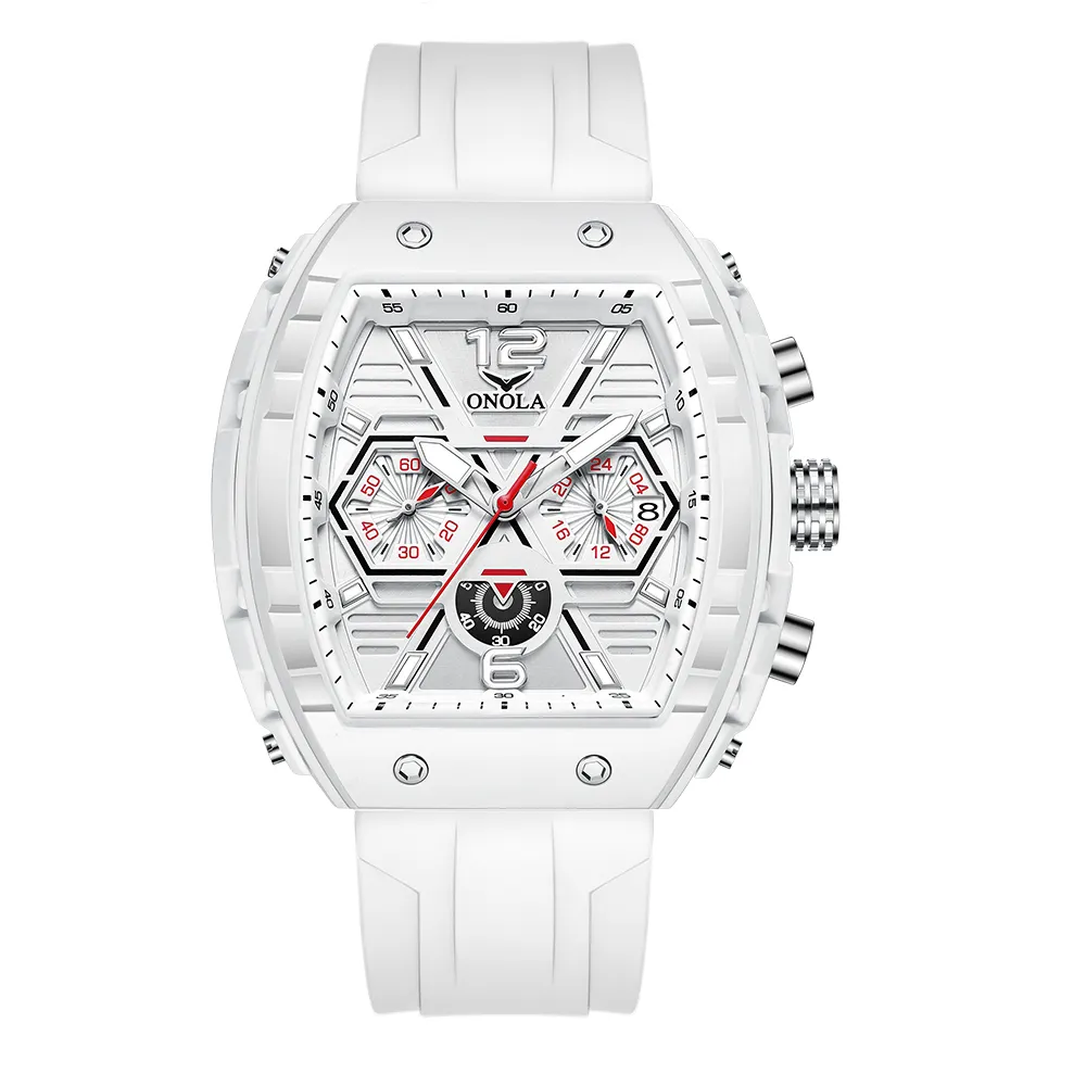 Onola 6852 watch Luxury Quartz Watch Waterproof Luminous Wristwatch Men's Sport Multi-Function Square Dial Dual Time Watch