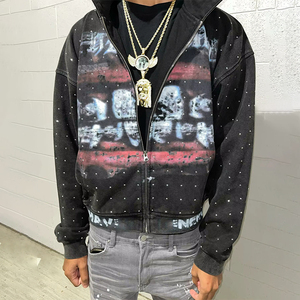 Biểu Tượng Tùy Chỉnh Các Nhà Sản Xuất Thiết Kế In Áo Thun Pháp Terry Zip up Người Đàn Ông Quần Áo Áo Cho Nam Giới Đồ Họa Hoodies & Áo Nỉ - Product Image 5