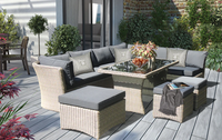 Meubles pour la maison bon marché imperméable dîner patio rotin osier métal bois jardin salle à manger table d'extérieur