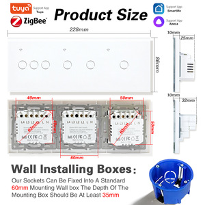 Smart Home Zigbee <b>Switch</b> Panel 6 Gang Wireless Remote <b>Control</b> Tuya App Alexa Voice British Standard White Glass - Product Image 3