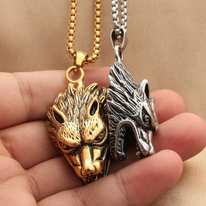 Wolf Head Pendant Stainless Steel Men's Necklace Punk Retro Animal Charm Gift Jewelry 28042712 - Product Image 3
