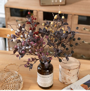 Branche artificielle de baies d'églantier de 43 cm, style couleurs vintage réalistes, pour centre de table et décoration de mariage - Product Image 1