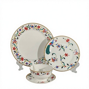Services de table contemporains en porcelaine fine écologique avec bol à riz, assiette, cuillère et plus encore - Product Image 1