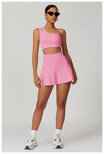 2024 kustom Logo seksi satu bahu pakaian olahraga wanita kebugaran pakaian olahraga Yoga pakaian tenis Set rok - Product Image 4