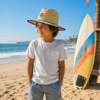 Chapeau de paille unisexe à large bord anti-UV UPF 50, personnalisé pour sauveteur et surfiste, en herbe naturelle ajourée, collection 2026 – Vente en gros