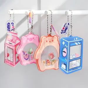 Creatieve Kawaii Relatiegeschenk Transparant Uv Dubbelzijdig Afdrukken Op Maat Acryl Shaker Sleutelhangers