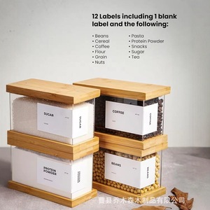 Distribuidor Transfronterizo de Contenedores de Almacenamiento de Granos de Bambú, Caja Cuadrada Transparente de Acrílico para Almacenamiento y Sellado de Alimentos - Product Image 2