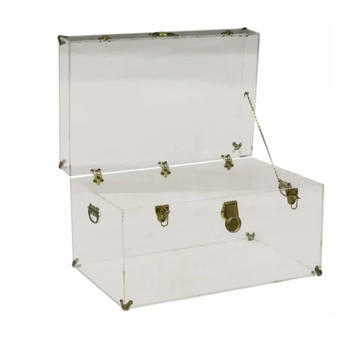 Transparent Acrylic Table Storage Trunk With Brass Hardware