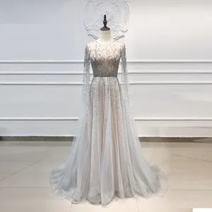 OEV-L4218 A-Line Tulle Dresses Women Lady Elegant Sequins Evening High Fashion Beaded Evening Dress Gowns