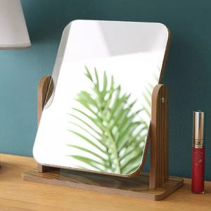 Wooden Makeup Mirror Rotating Desktop Mirror For Home <b>Dressing</b> <b>Table</b> High Definition Mirror - Product Image 2