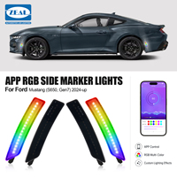 Kit de feux de signalisation latéraux avant et arrière à LED RGB, 4 pièces, contrôlés par application, pour Ford Mustang S650 Gen7 2024 et plus, éclairage de pare-chocs amélioré
