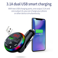 Transmetteur FM F13 mains libres BT 5.0 avec modulateur Led coloré Lecteur Mp3 de voiture Chargeur rapide 3.1A Support TF Card U Disk