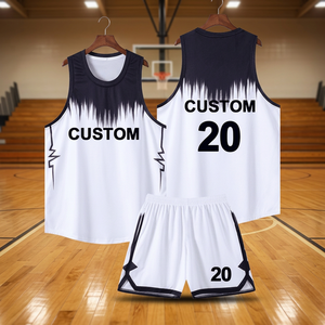 Ensemble de survêtement de basketball personnalisé unisexe en gros, maillot avec nom, numéro et logo imprimés, respirant, séchage rapide, 100% polyester, hommes et femmes - Product Image 3
